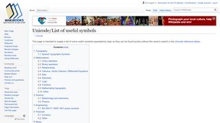 
                            8. Unicode/List of useful symbols - Wikibooks, open books for ...