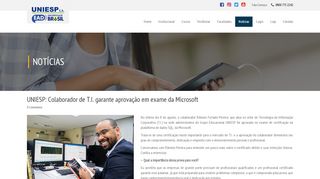 
                            13. UNIESP: Colaborador de T.I. garante aprovação em exame da Microsoft