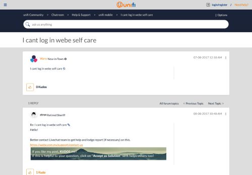 
                            5. unifi Community - I cant log in webe self care - unifi ...