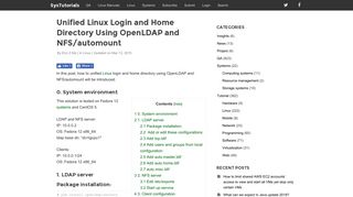 
                            9. Unified Linux Login and Home Directory Using OpenLDAP and NFS ...