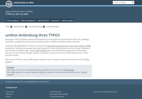 
                            5. uniKIM-Anbindung - TYPO3 an der Uni Köln - Universität zu Köln