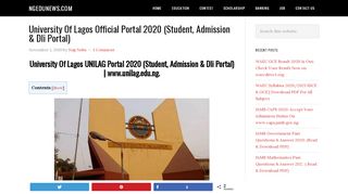 
                            9. UNILAG Portal 2019 (Student, Admission & Dli Portal) | www.unilag ...