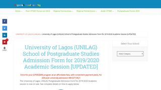 
                            12. UNILAG Postgraduate Application Form Now on Sale, 2018/19