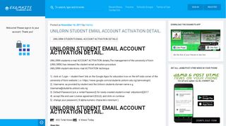 
                            11. UNILORIN STUDENT EMAIL ACCOUNT ACTIVATION DETAIL ...