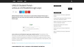 
                            10. UNILUS Student Portal - unilus.ac.zm/Students/Login.aspx ...