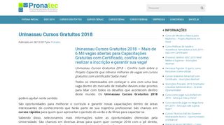 
                            6. Uninassau Cursos Gratuitos 2018 - Vagas Abertas | Faça sua Inscrição