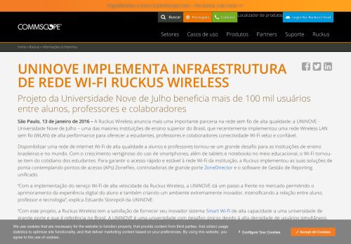 
                            10. UNINOVE implementa infraestrutura de rede Wi-Fi Ruckus Wireless ...