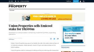 
                            6. Union Properties sells Emicool stake for Dh500m - Gulf News