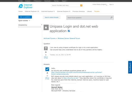 
                            13. Unipass Login and dot.net web application - Microsoft
