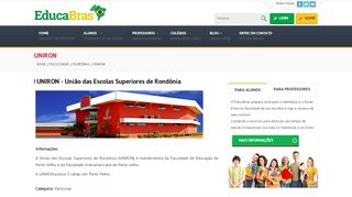 
                            12. UNIRON - União das Escolas Superiores de Rondônia - EducaBras