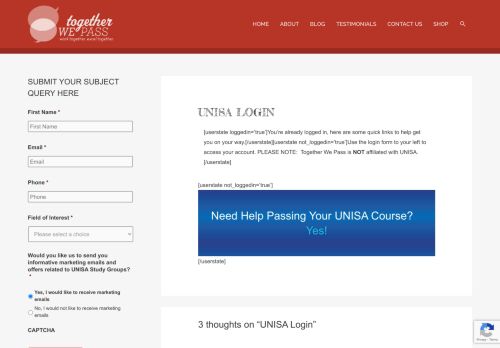 
                            1. UNISA Login | Together We Pass