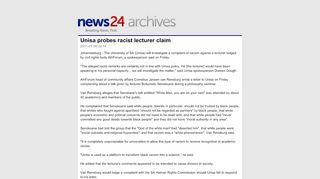 
                            11. Unisa probes racist lecturer claim - News24