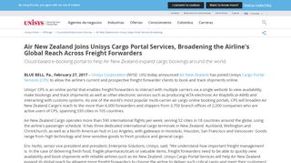 
                            10. Unisys News Release - ​Air New Zealand Joins Unisys Cargo Portal ...