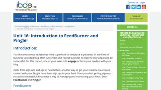 
                            8. Unit 16: Introduction to FeedBurner and Pingler | IBDE-Online Web ...
