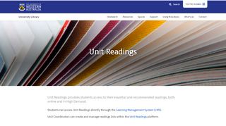 
                            1. Unit Readings : University Library : The University of Western Australia