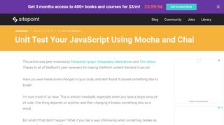 
                            10. Unit Test Your JavaScript Using Mocha and Chai — SitePoint