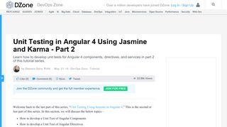 
                            2. Unit Testing in Angular 4 Using Jasmine and Karma - Part 2 - DZone ...