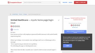 
                            7. United Healthcare - Myuhc home page/login issue, Review 909564 ...
