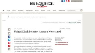 
                            7. United Kiosk AG: United Kiosk beliefert Amazon Newsstand - ots ...