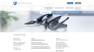 
                            2. Unity Health: Contact details