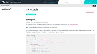 
                            3. Unity - Scripting API: Serializable