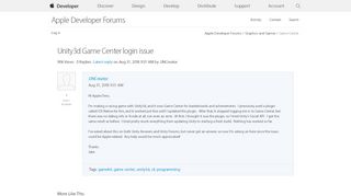 
                            13. Unity3d Game Center login issue |Apple Developer Forums