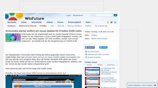 
                            10. Unitymedia startet endlich ein neues Update für FritzBox 6490 Cable ...