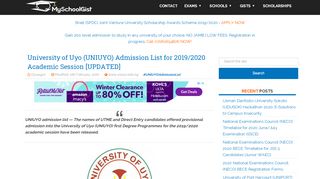 
                            9. UNIUYO Admission List for 2018/2019 Session - MySchoolGist