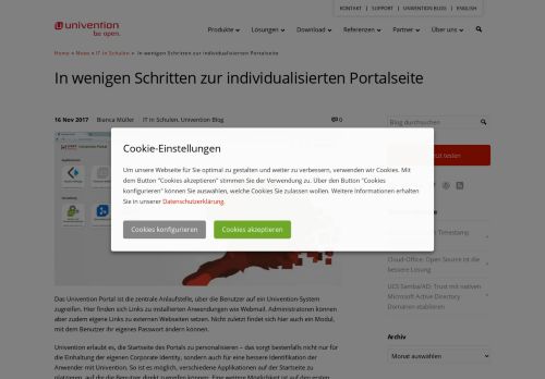 
                            8. Univention Portal: Startseite und Hintergrund personalisieren Univention