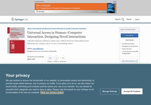 
                            7. Universal Access in Human–Computer Interaction - Springer Link
