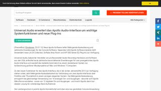 
                            9. Universal Audio erweitert das Apollo Audio-Interface um wichtige ...