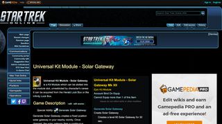 
                            8. Universal Kit Module - Solar Gateway - Official Star Trek Online Wiki