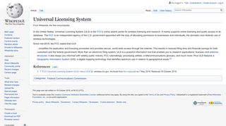
                            12. Universal Licensing System - Wikipedia