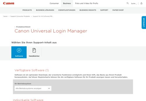 
                            1. Universal Login Manager - Support – Laden Sie Treiber ... - Canon