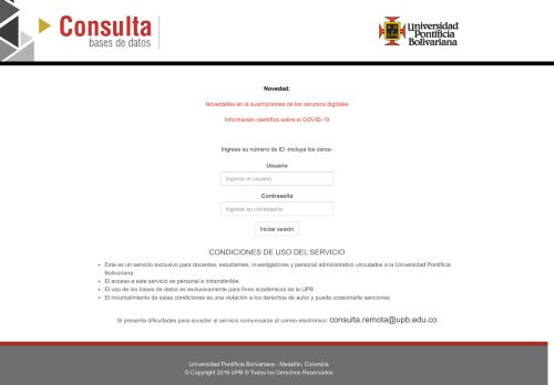 
                            3. Universidad Pontificia Bolivariana - Consulta remota - UPB