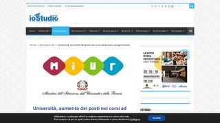 
                            9. Università, aumento dei posti nei corsi ad accesso programmato ...