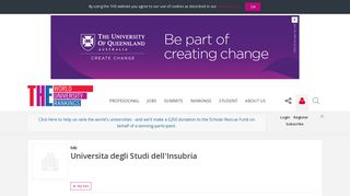 
                            10. Universita degli Studi dell'Insubria World University Rankings | THE