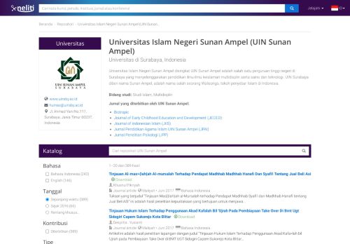 
                            9. Universitas Islam Negeri Sunan Ampel (UIN Sunan Ampel) - Neliti