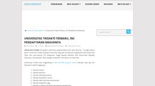 
                            9. Universitas Trisakti Terbaru, Ini Pendaftaran Masuknya