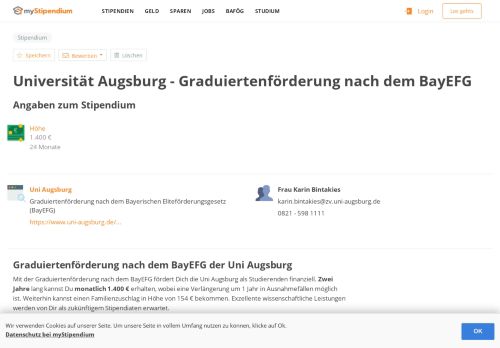 
                            10. Universität Augsburg - Graduiertenförderung nach dem BayEFG ...