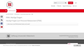 
                            11. Universität Hildesheim | Das Rechenzentrum | PWA: Häufige Fragen