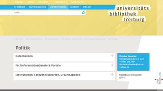 
                            5. Universitätsbibliothek Freiburg: Fachportal Politik