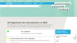 
                            3. Universitätsbibliothek Freiburg: Verfügbarkeit der Datenbanken in DBIS