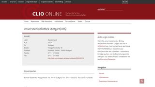 
                            10. Universitätsbibliothek Stuttgart (UBS) | Clio-online