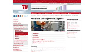 
                            4. Universitätsbibliothek TU Berlin: Ausleihen, Verlängern und Abgeben