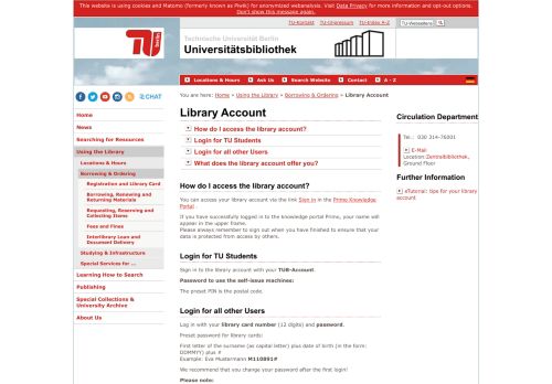 
                            9. Universitätsbibliothek TU Berlin: Library Account