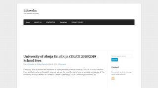 
                            12. University of Abuja Uniabuja CDL/CE 2018/2019 School Fees ...