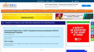 
                            9. University Of Agriculture UAF Faisalabad admission 2018 .. ...