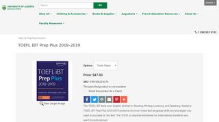 
                            13. University of Alberta Bookstore - TOEFL IBT Prep Plus 2018-2019