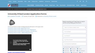 
                            7. University Of East London Application Forms - Geebee Education